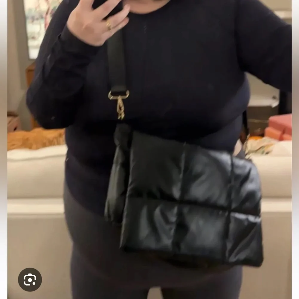 Anthropologie Black Edison Foldover Quilted Shoulder Bag - Picture 6 of 6